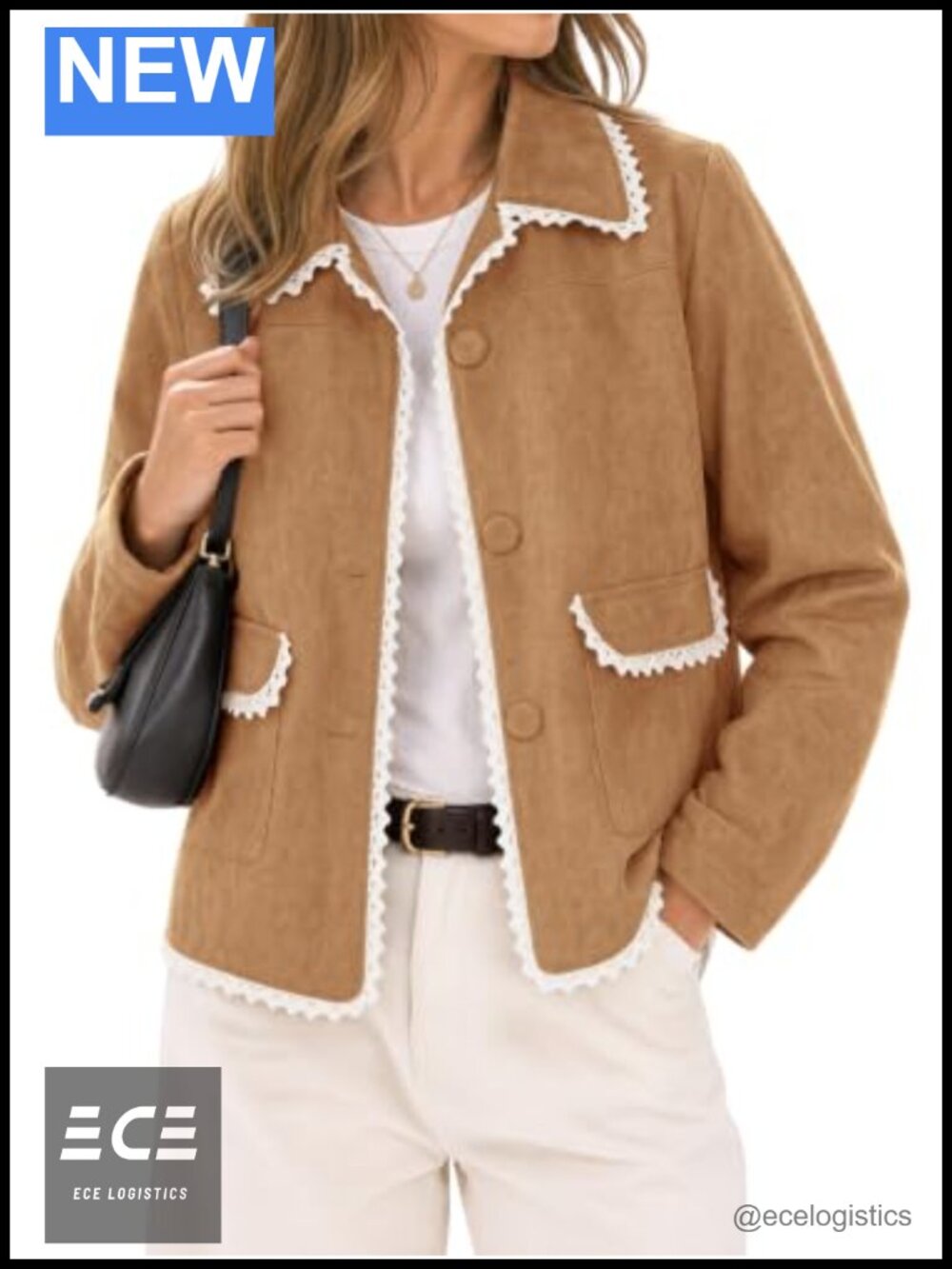 Faux Suede Leather Jacket Button Down Collared Cropped Coat